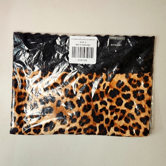 ♥️NWT VINTAGE TORRID LEOPARD ANIMAL PRINT PANTY BOYSHORT - LACE TRIM - PLUS SIZE - Picture 6 of 11